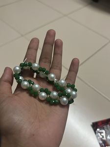 Green & Pearl Beaded Bracelet