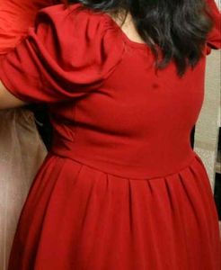 Red Colour Frok Shape Mini Dress