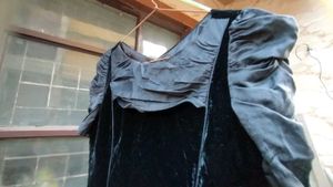 Vintage Black Velvet Peplum Dress