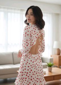 Polka Dot Open Back Dress
