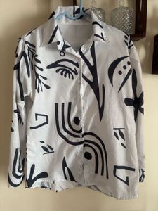 Abstract Print Button-Down Shirt