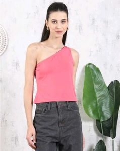 Shein One Shoulder Straight Hem Short Top