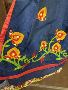 Embroidered Navy Blue Suit With Pajama