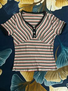 Striped V-Neck Top