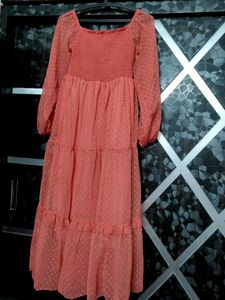 Coral Polka Dot Maxi Dress