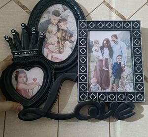 Black Or White Multi Triple Aperture Photo Frame With Love