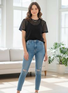 Chic Black Checkered T-Shirt