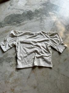Popwings White Ribbed Crop Top