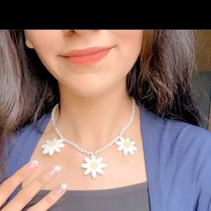 Handmade Pearl Clay Earrings And Necklace 🌼💗