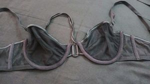 Satin Black Designer Bra 34D