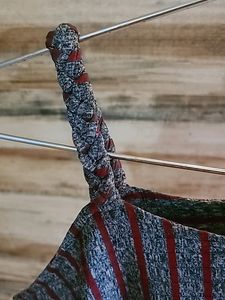 Grey and Red Stripe Asymmetrical Top