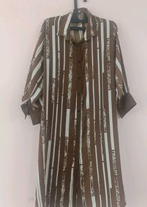 😍SALE😍Brown &amp; White Striped Kurti with Pant Set
