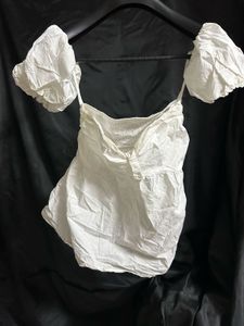 White Puff Sleeve Top