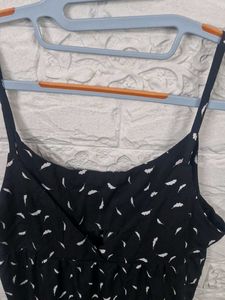 Black Leaf Print Dress
