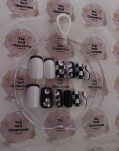 Black &amp; White Glamorous Press-On Nails