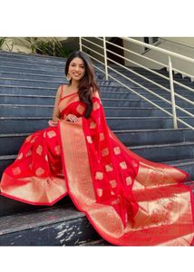 Elegant Red Banarasi Saree