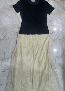 Net Lehanga With Satin Choli