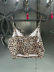 Viral Leopard Print Strappy Cami Top