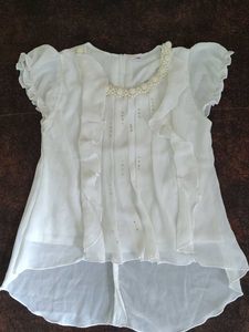 Frock And Chanderi Skirt With White Top
