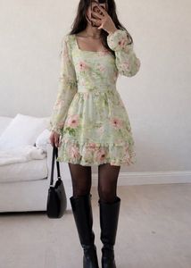 Floral Print Long Sleeve Dress