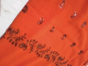 Orange Sequence Saree