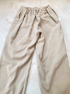Beige Wide Leg Pants