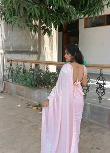 Sparkling Pink Sequin Saree
