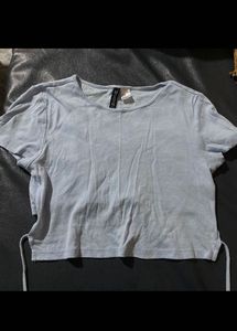 H&M  Light Blue Tie-Back Shirt