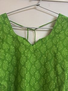 Green Botanical Print Dress