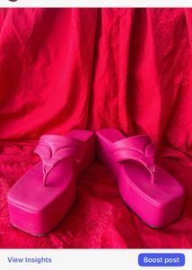 Pink Platform Thong Sandals