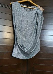GGPX women Grey Stone Embellished Casual Top