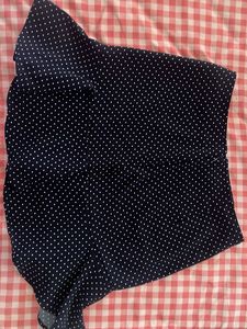 Navy Polka Dot Ruffle Skirt