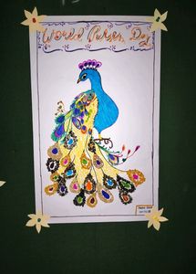 beautiful peacock drawing poster made by real DAL.