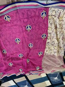 Pink White Saree For Festival And Weeding