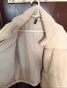 Beige Teddy Cropped Jacket
