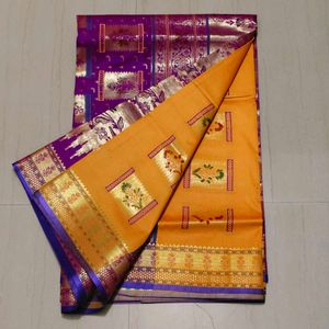 Elegant Purple & Gold Saree