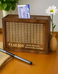 Wooden Money Box Savings Goal 👜