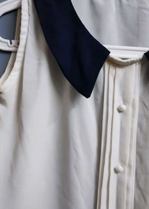 White Collar Sleeveless Top