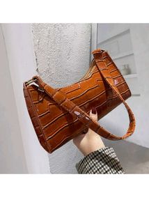 Alligator Pattern Forearm Bag Ladies Vintage Solid