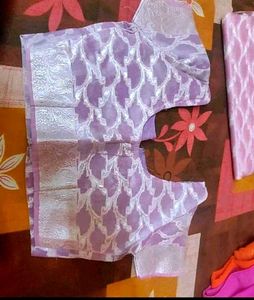 Pink And Silver Patterned Saree