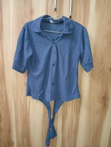 Blue Tie-Back Top