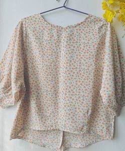 Orange Floral Print Top
