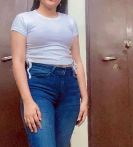White Ribbed Crop Top