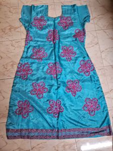 Xxl 2pcs Silk Blend Thread Embroidery Kurti Set