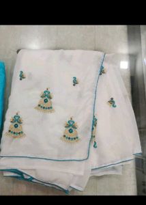 White Embroidered Saree