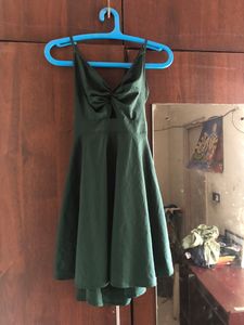 Green back open sexy dress