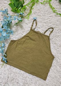 Olive Green Cropped Tank Top (H&M)