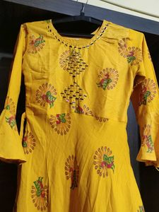 Yellow Floral Print Long Dress
