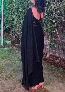 Sequin Embellished Black Blouse