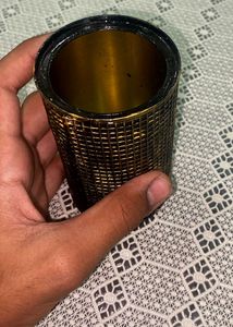Mosaic Gold &amp; Black Cylinder Vase